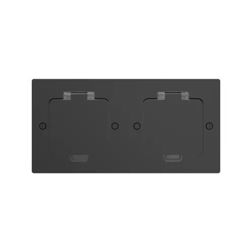 Лючок для электроустановочных изделий стандарта 45х45, установка 2 модулей 45х45мм, IP44, с квадратной крышкой, БЕЗ установочного набора, цвет антрацит