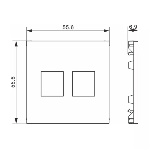 Накладка на 2 выхода для розеток RJ11, RJ45 и TV/SAT, цвет сталь, серия A07 Donel