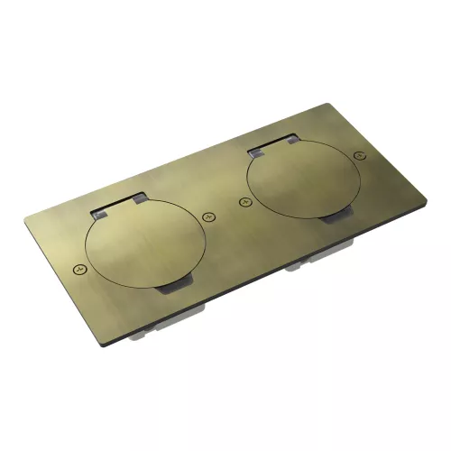 Лючок для электроустановочных изделий стандарта 45х45, установка 2 модулей 45х45мм, IP44, с круглой крышкой, БЕЗ установочного набора, цвет античная латунь