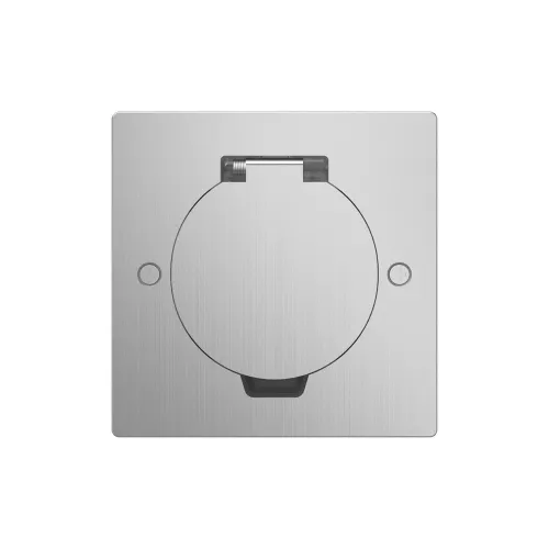 Лючок для электроустановочных изделий стандарта 45х45, установка 1 модуля 45х45мм, IP44, квадратный, с круглой крышкой, БЕЗ установочного набора, цвет полированное серебро