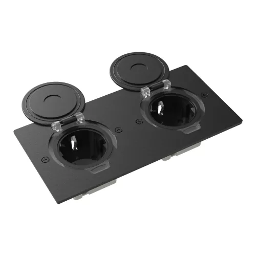 Лючок для электроустановочных изделий стандарта 45х45, установка 2 модулей 45х45мм, IP44, с круглой крышкой, БЕЗ установочного набора, цвет антрацит