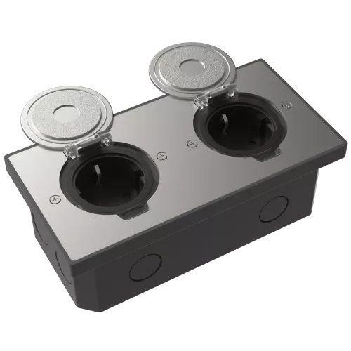 Лючок для электроустановочных изделий стандарта 45х45, установка 2 модулей 45х45мм, IP44, с круглой крышкой, БЕЗ установочного набора, цвет никель