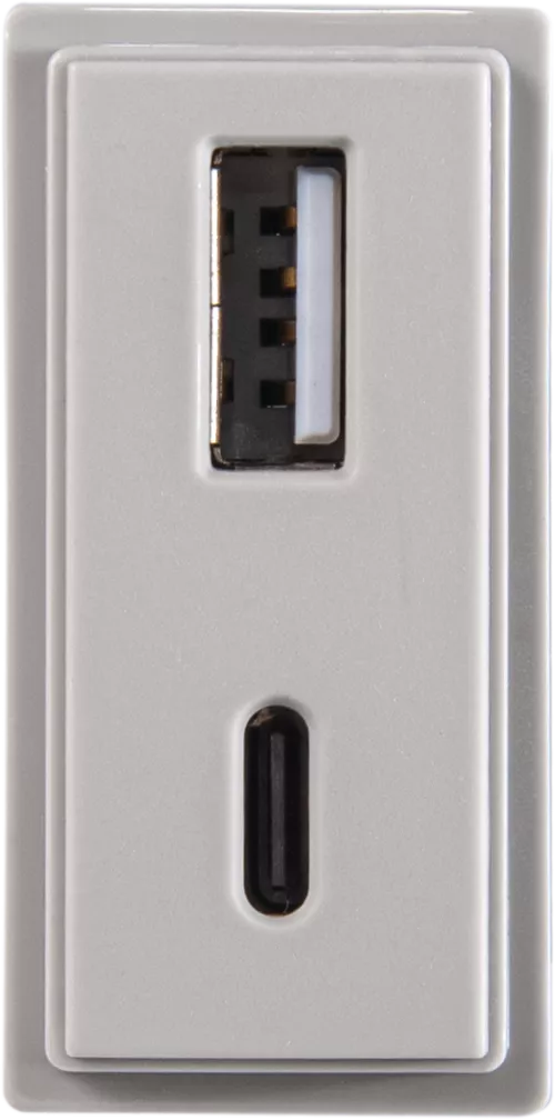 Зарядное устройство USB Стандарт A-С 5V 3100мА 1 модуль, серый