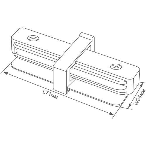 Соединитель прямой токопроводящий для однофазного шинопровода, пластик, 71х34мм, цвет - белый