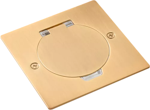 Лючок для электроустановочных изделий стандарта 45х45, установка 1 модуля 45х45мм, IP44, квадратный, с круглой крышкой, БЕЗ установочного набора, цвет зотоло