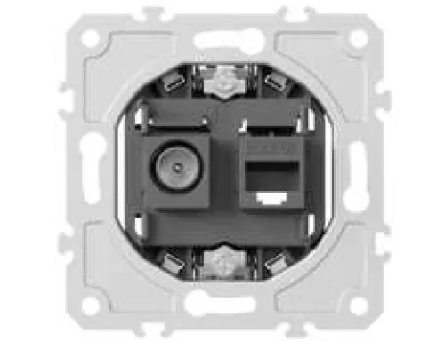 Механизм розетки RJ45 cat.5 + TV 0-2400 МГц, комбинированная розетка на 2 выхода (компьютер + телевизор) для серий A07/S08, Donel