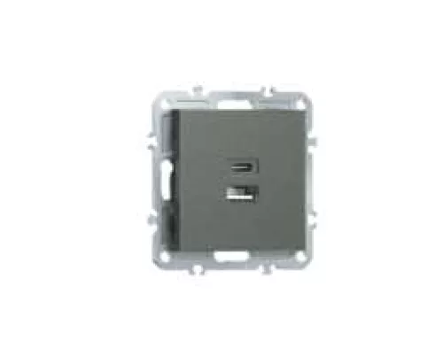 USB-зарядка типа A+С 3100мA 20Вт, цвет матовый титан, серия A07 Donel