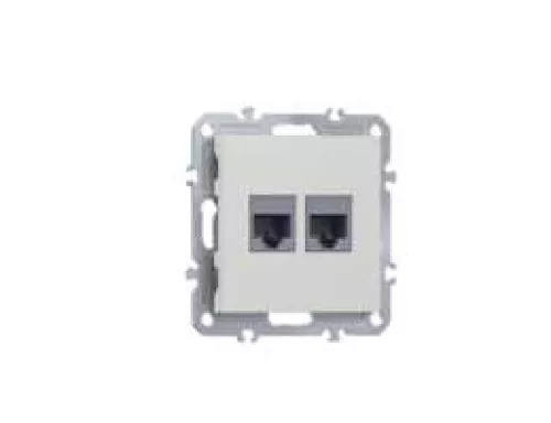 Розетка RJ11 + RJ11, телефонная на 2 выхода, цвет матовый белый, серия A07 Donel
