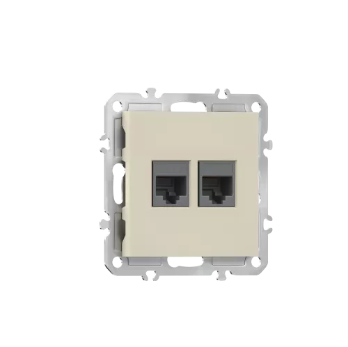 Розетка RJ11 + RJ45 cat.6, комбинированная на 2 выхода (телефон + компьютер), цвет матовый кремовый, серия A07 Donel