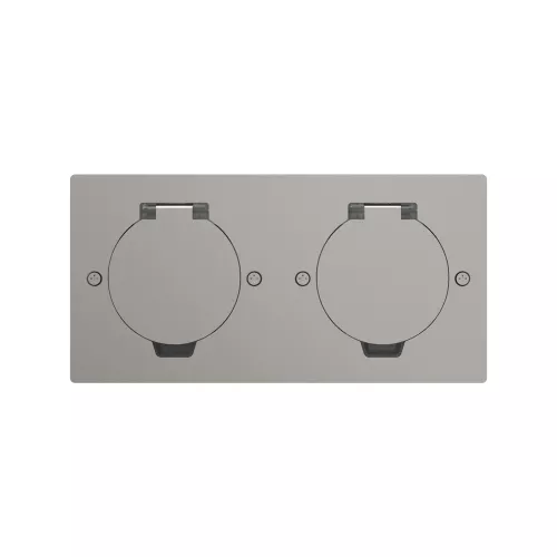 Лючок для электроустановочных изделий стандарта 45х45, установка 2 модулей 45х45мм, IP44, с круглой крышкой, БЕЗ установочного набора, цвет никель