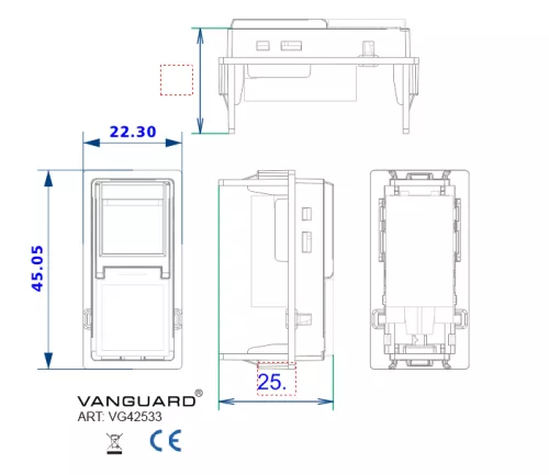 Розетка компьютерная RJ45 cat5e UTP 1 модуль, белый