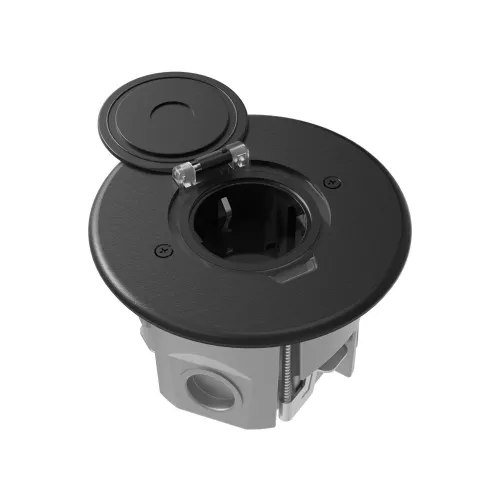 Лючок для электроустановочных изделий стандарта 45х45, установка 1 модуля 45х45мм, IP44, круглый, с круглой крышкой, с универсальным установочным набором, цвет антрацит