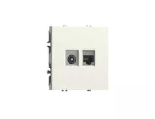 Розетка RJ45 cat.5 + TV 0-2400 МГц, комбинированная на 2 выхода (компьютер + телевизор), цвет слоновая кость, серия S08 Donel