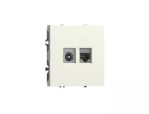 Розетка RJ45 cat.6 + TV 0-2400 МГц, комбинированная на 2 выхода (компьютер + телевизор), цвет слоновая кость, серия S08 Donel