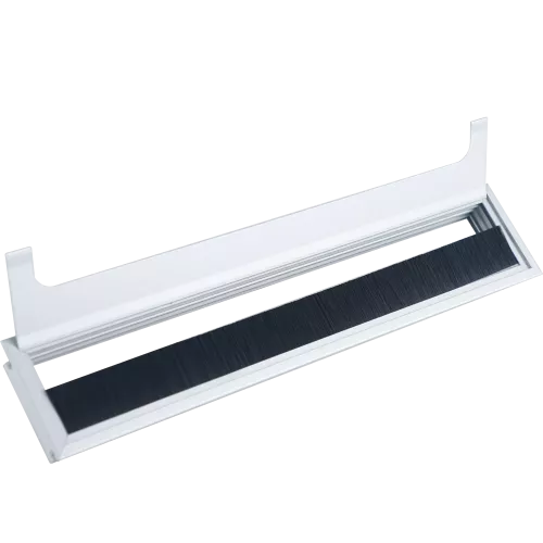 Кабельный вывод для установки в столешницу, размер 400х80 мм, цвет серебро