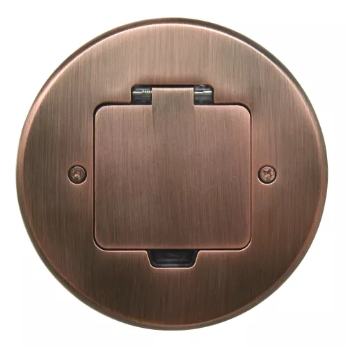 Лючок для электроустановочных изделий стандарта 45х45, установка 1 модуля 45х45мм, IP44, круглый, с квадратной крышкой, с универсальным установочным набором, цвет красная медь