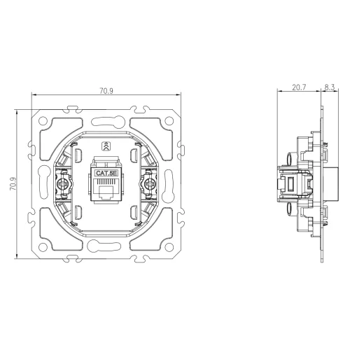 Механизм розетки RJ45 cat.5, компьютерная розетка на 1 выход для серий A07/S08, Donel