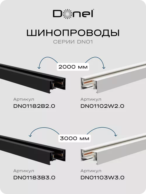 Светильник для однофазного шинопровода 15Вт, 1200Лм, 36°, 3000К, D65хH130мм, поворотный, IP20, Ra>80, встроенный блок питания, цвет - черный