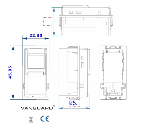 Розетка компьютерная RJ45 cat5e UTP 1 модуль, песочный