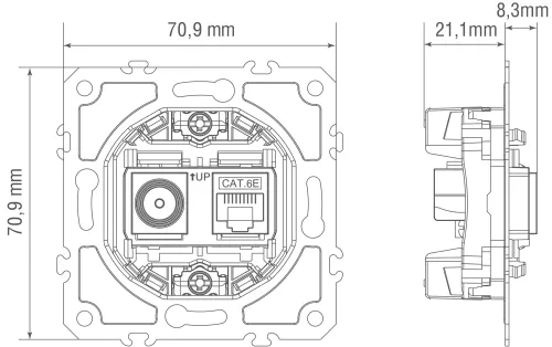 Механизм розетки RJ45/TV cat.6,ClassE-8/0-2400 МГц, серия D16