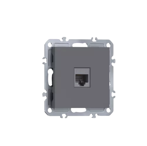 Розетка RJ11, телефонная на 1 выход, цвет матовый серый, серия A07 Donel