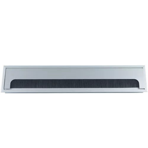 Кабельный вывод для установки в столешницу, размер 400х80 мм, цвет серебро