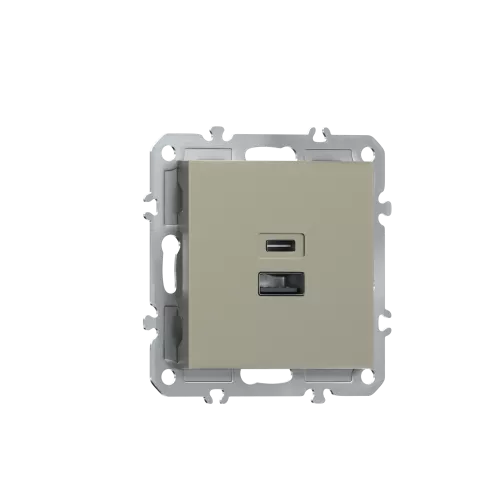 USB-зарядка типа A+С 3100мA 12Вт, цвет шампань, серия A07 Donel