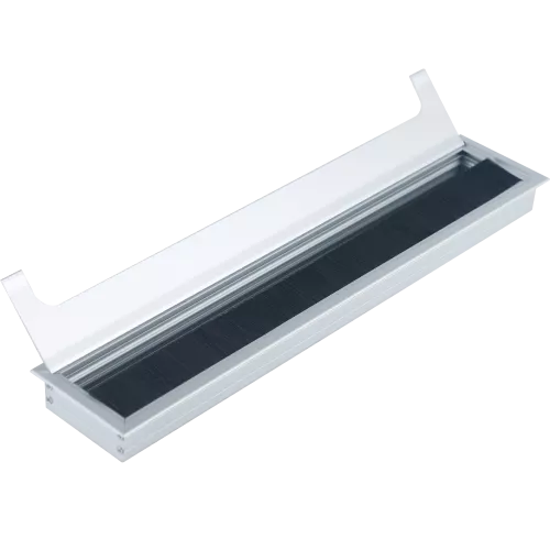 Кабельный вывод для установки в столешницу, размер 400х80 мм, цвет серебро