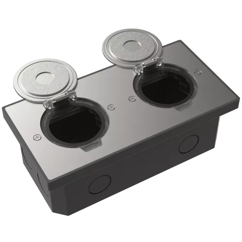 Лючок для электроустановочных изделий стандарта 45х45, установка 2 модулей 45х45мм, IP44, с круглой крышкой, БЕЗ установочного набора, цвет никель