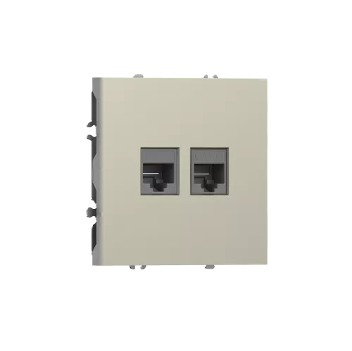 Розетка RJ45 + RJ45 cat.6, компьютерная на 2 выхода, цвет шампань, серия S08 Donel