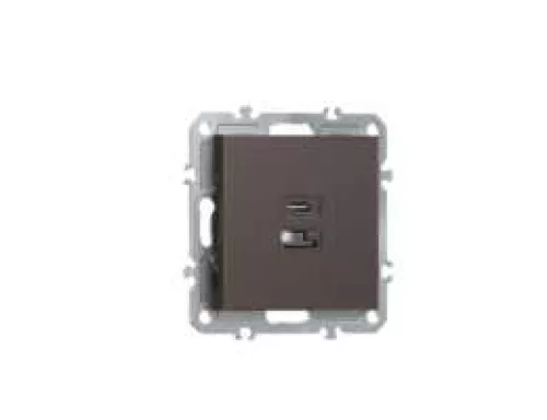 USB-зарядка типа A+С 3100мA 20Вт, цвет мокко, серия A07 Donel
