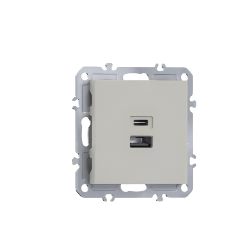 USB-зарядка типа A+С 3100мA 12Вт, цвет матовый кашемир, серия A07 Donel