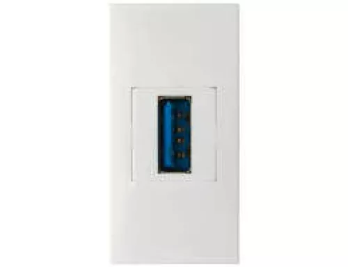Разъём USB 3.0 для передачи данных, 1 модуль, 22.5х45мм, цвет белый