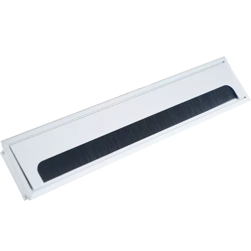 Кабельный вывод для установки в столешницу, размер 400х80 мм, цвет серебро