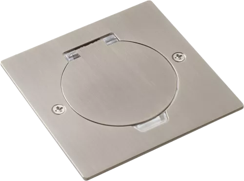 Лючок для электроустановочных изделий стандарта 45х45, установка 1 модуля 45х45мм, IP44, квадратный, с круглой крышкой, БЕЗ установочного набора, цвет никель