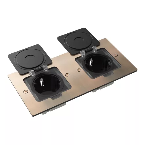 Лючок для электроустановочных изделий стандарта 45х45, установка 2 модулей 45х45мм, IP44, с квадратной крышкой, БЕЗ установочного набора, цвет красная медь