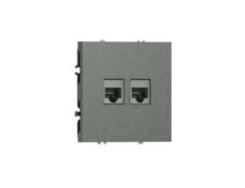 Розетка RJ11 + RJ45 cat.6, комбинированная на 2 выхода (телефон + компьютер), цвет матовый титан, серия S08 Donel
