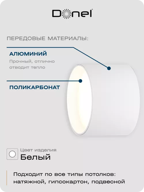 Светильник накладной под LED-лампу с цоколем GX53 D85xH60мм IP20, белый, без лампы
