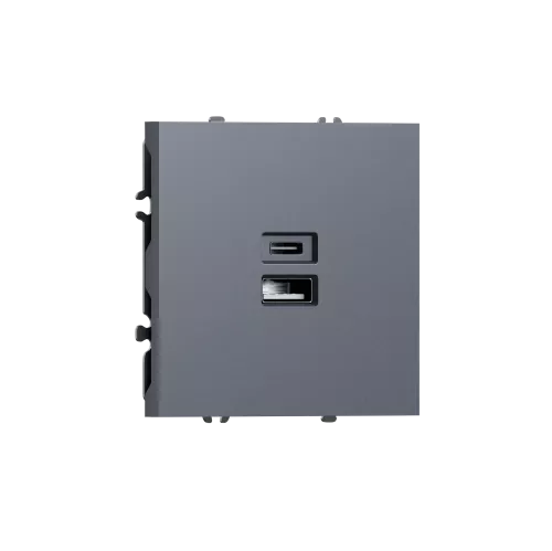 USB-зарядка типа A+С 3100мA 12Вт, цвет сталь, серия S08 Donel