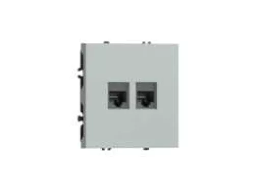 Розетка RJ45 + RJ45 cat.5, компьютерная на 2 выхода, цвет графит серый, серия S08 Donel