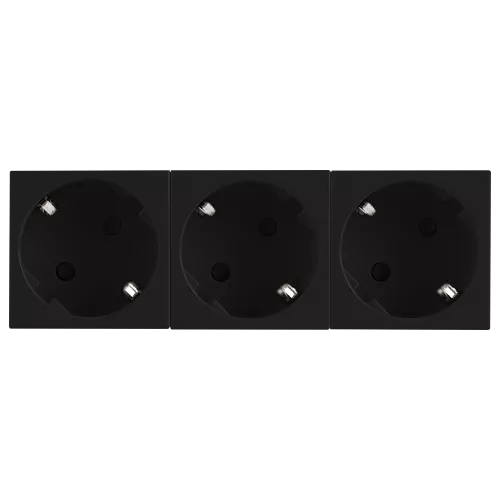 Розетка с заземлением с защитными шторками 16А 250В, 6 модулей, 135х45мм, поворот вилки на 45 градусов, на клеммах, цвет черный