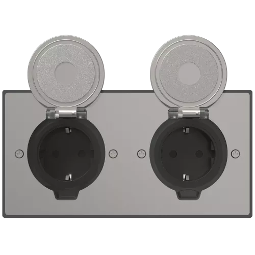 Лючок для электроустановочных изделий стандарта 45х45, установка 2 модулей 45х45мм, IP44, с круглой крышкой, БЕЗ установочного набора, цвет никель