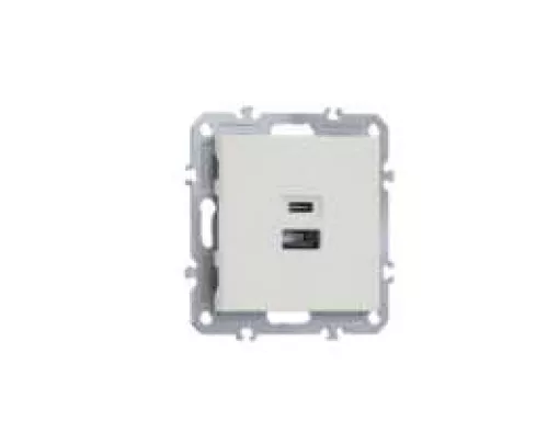 USB-зарядка типа A+С 3100мA 20Вт, цвет матовый белый, серия A07 Donel