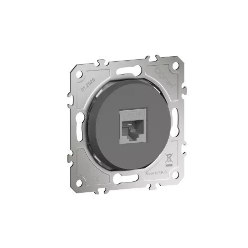 Розетка компьютерная RJ45 cat.5e на 1 порт, цвет матовый шоколад, серия D16, Donel