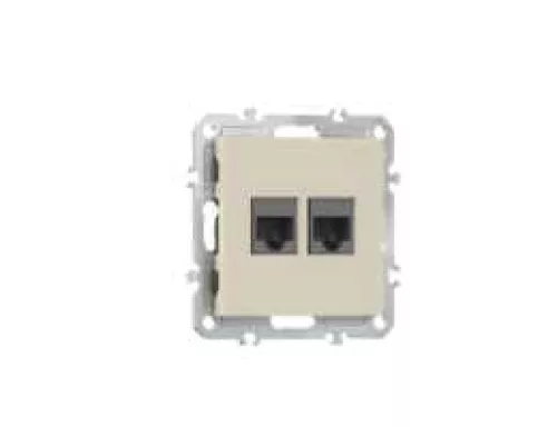 Розетка RJ45 + RJ45 cat.6, компьютерная на 2 выхода, цвет матовый кремовый, серия A07 Donel
