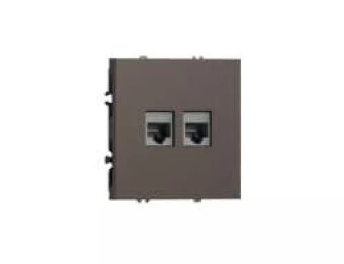 Розетка RJ45 + RJ45 cat.5, компьютерная на 2 выхода, цвет мокко, серия S08 Donel
