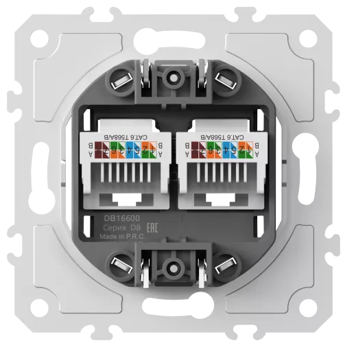 Механизм розетки RJ45 cat.6 + RJ45 cat.6, компьютерная розетка на 2 выхода для серий A07/S08, Donel