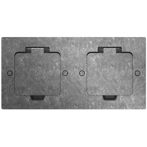 Лючок для электроустановочных изделий стандарта 45х45, установка 2 модулей 45х45мм, IP44, с квадратной крышкой, БЕЗ установочного набора, цвет оцинкованная сталь