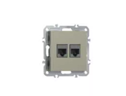 Розетка RJ11 + RJ11, телефонная на 2 выхода, цвет шампань, серия A07 Donel