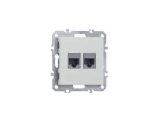 Розетка RJ11 + RJ45 cat.6, комбинированная на 2 выхода (телефон + компьютер), цвет матовый белый, серия A07 Donel
